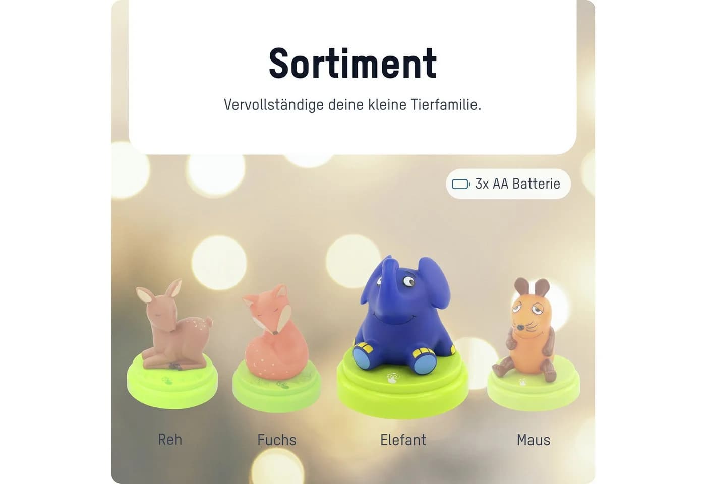 ANSMANN AG LED Nachtlicht Elefant Touch Sensor Blau/Grün