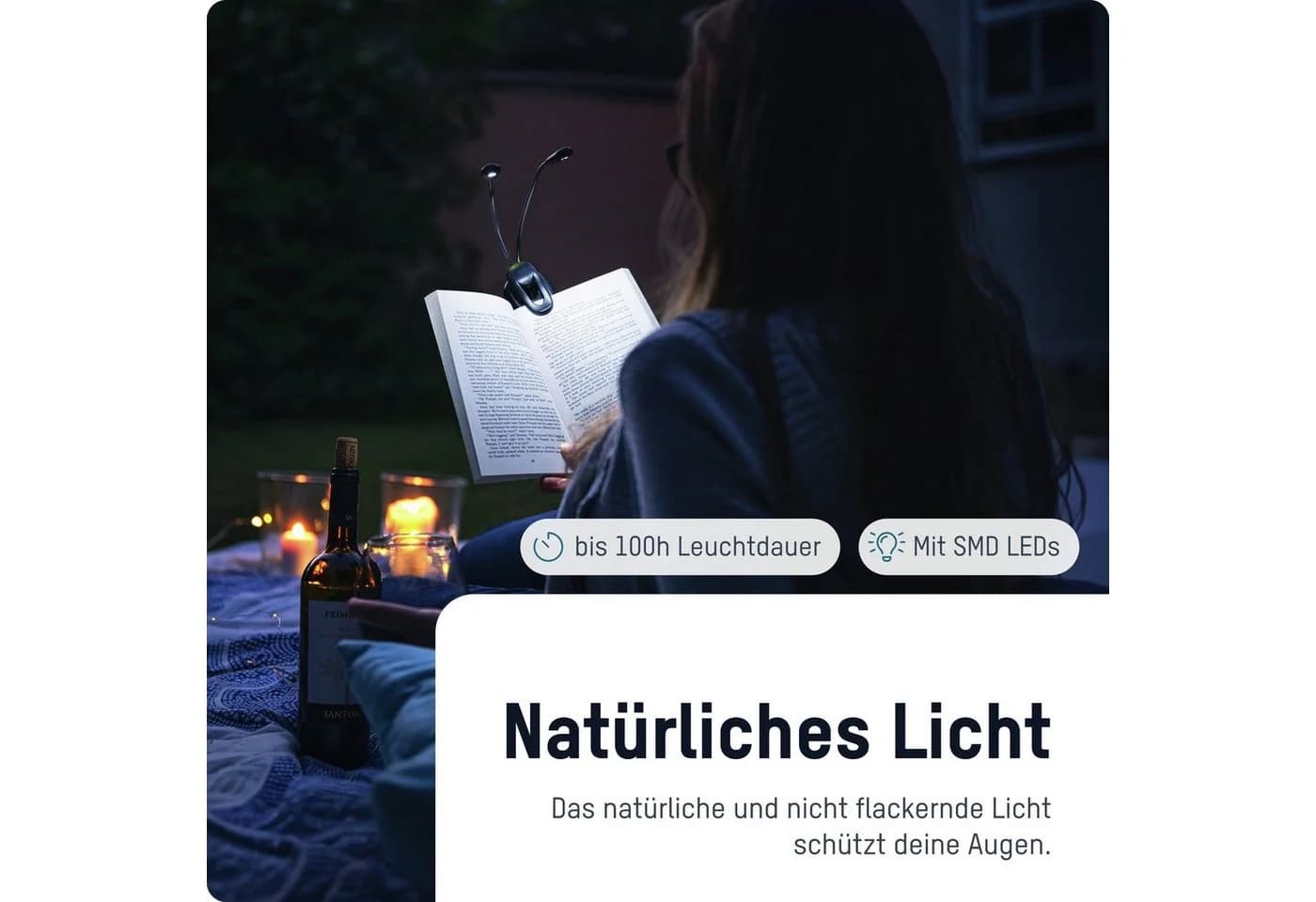 ANSMANN AG LED Klemmleuchte Twinflex - Flexible Leselampe Dimmbar Schwarz