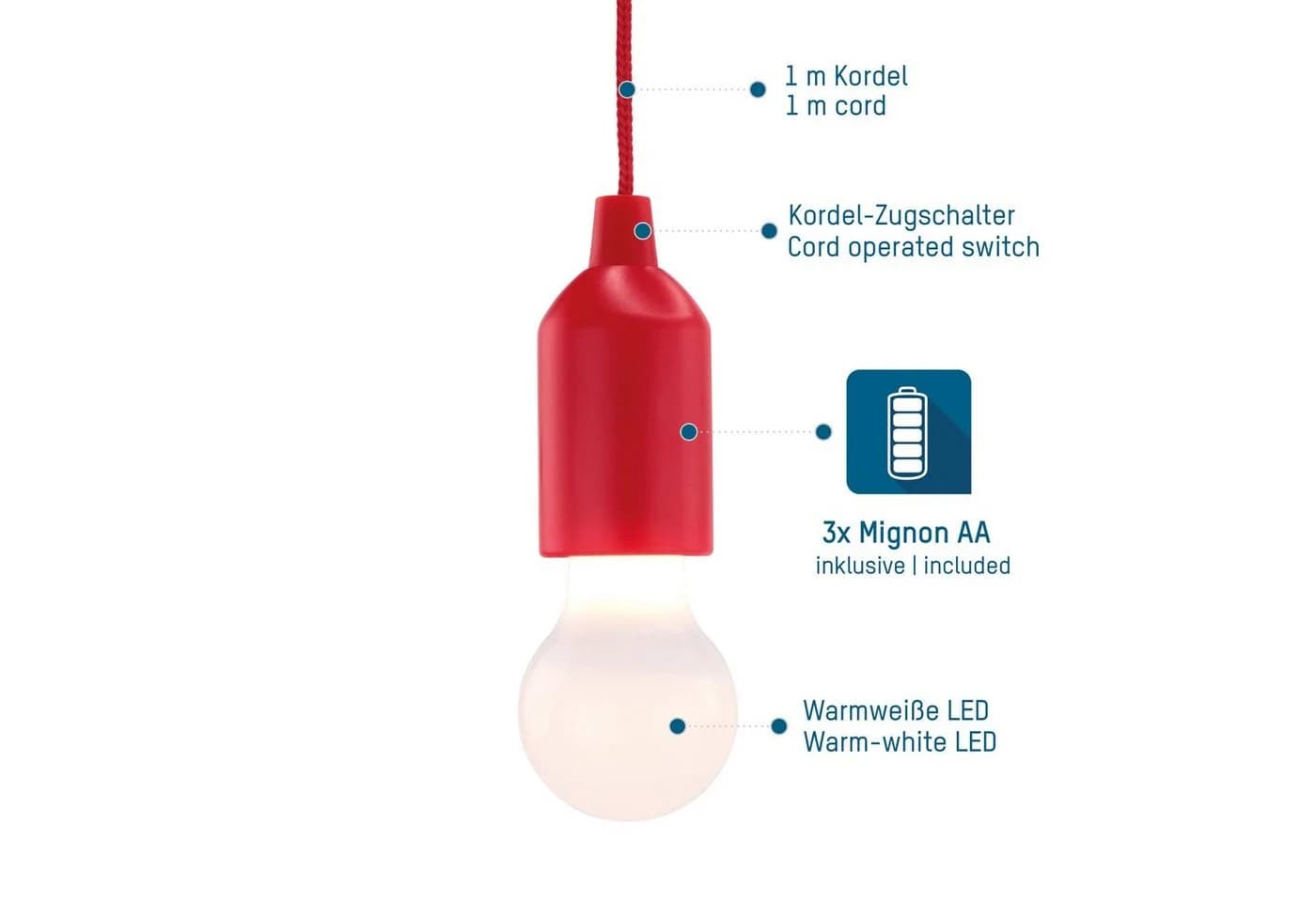 HyCell LED Pull-Light Gartenleuchte Warmweiß mit Zugschalter