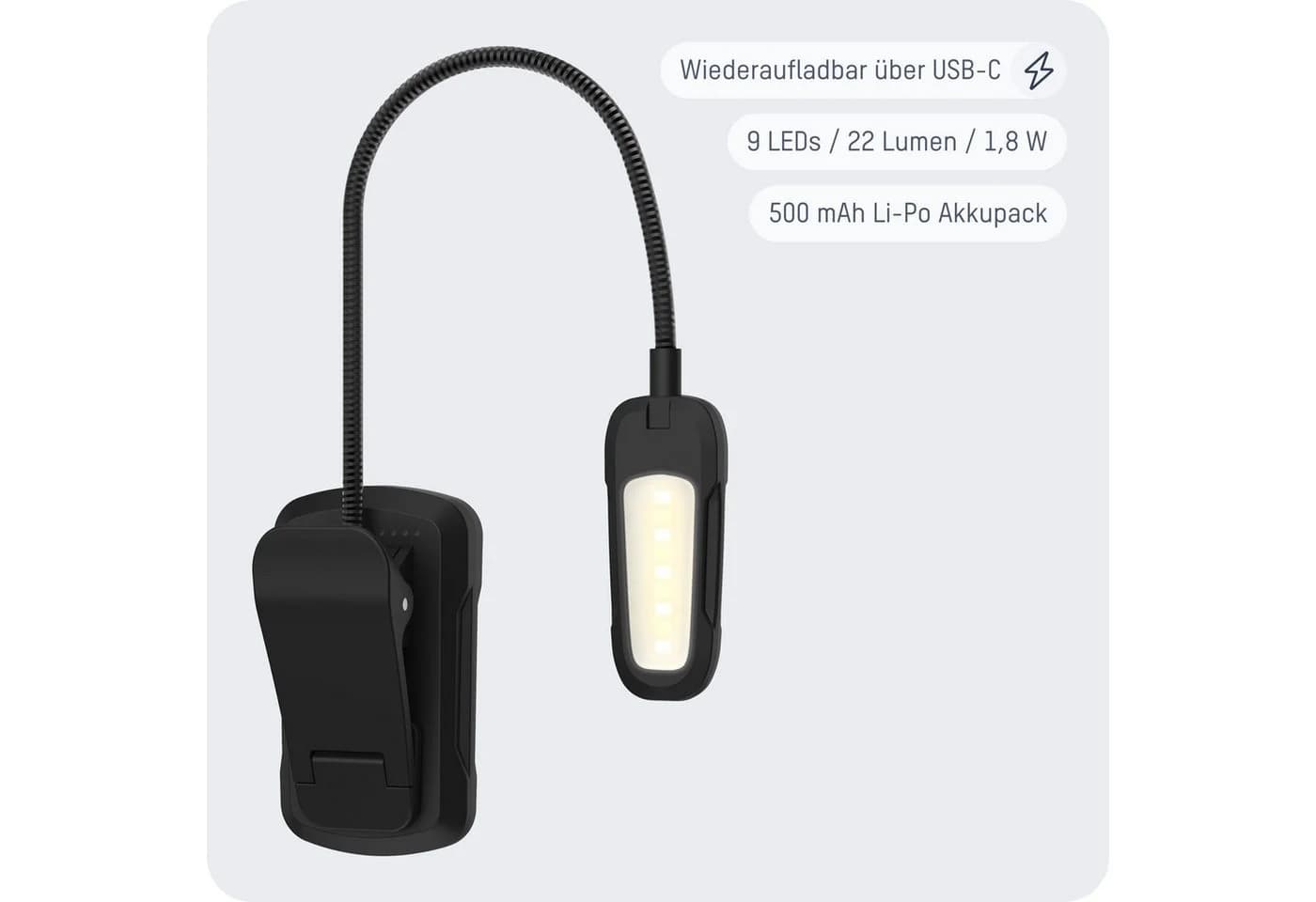 Ansmann Clip-Light Mobile Kleinleuchte LED Schwarz USB Typ-C