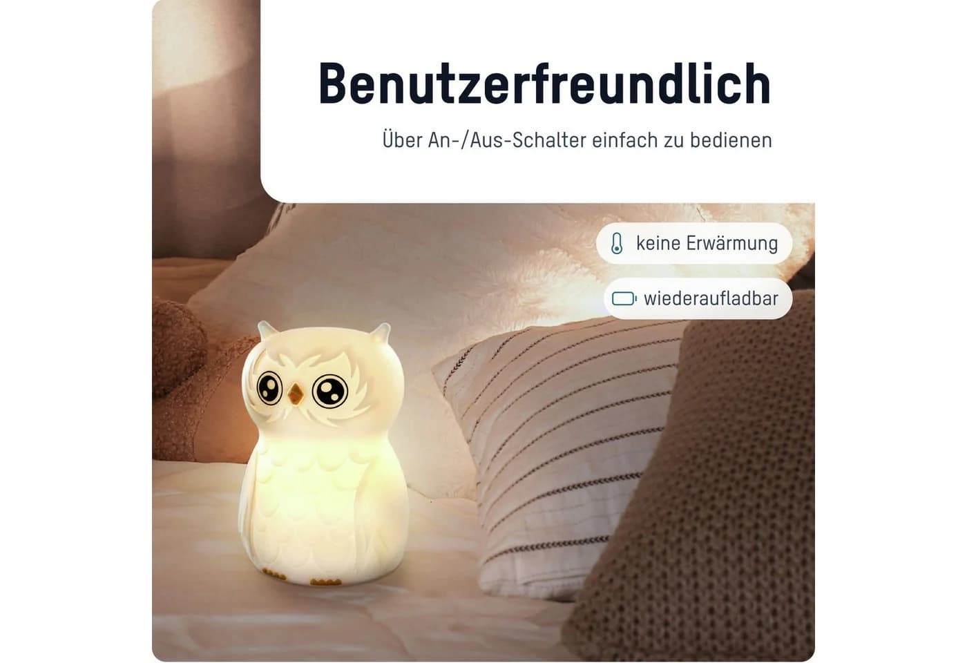 ANSMANN AG LED Nachtlicht Kinder Silikon aufladbar dimmbar Farbwechsel Eule - Bild 4