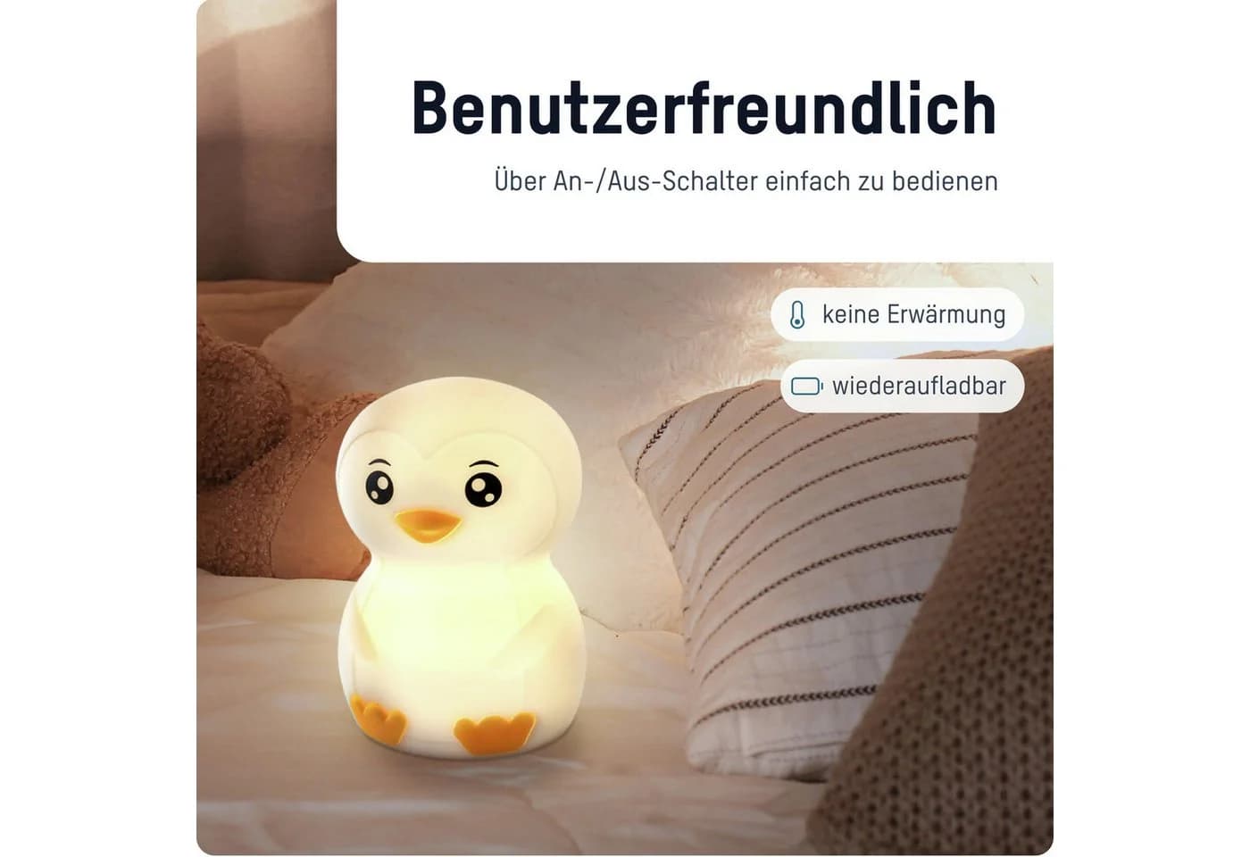 ANSMANN AG LED Nachtlicht Pinguin Silikon 7 Farben Dimmbar - Bild 4