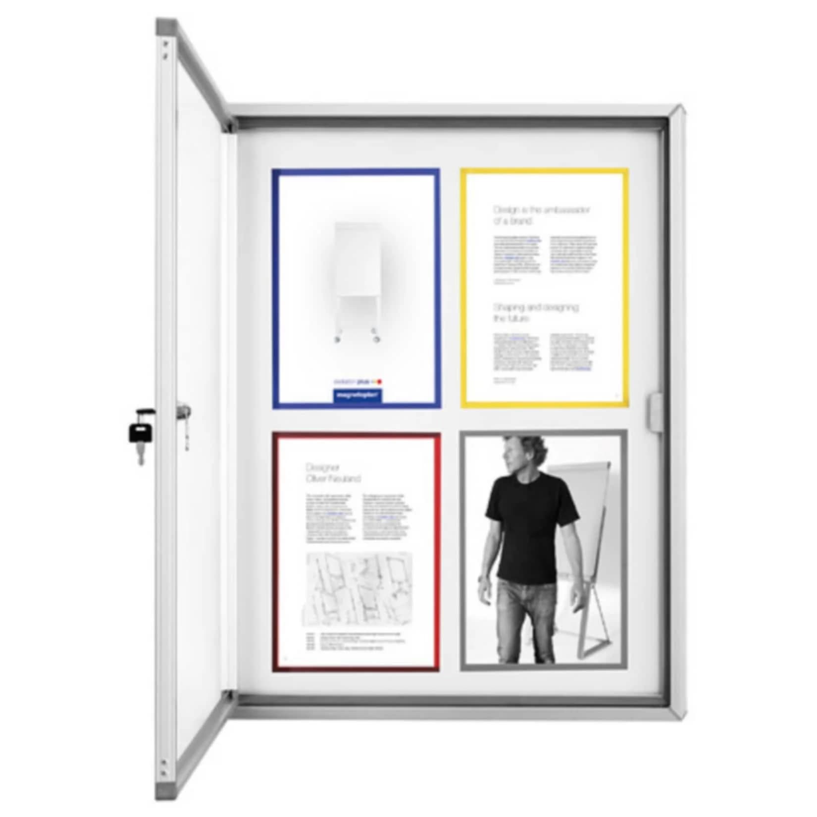 Magnetoplan Schaukasten CC Außenbereich mit Sicherheitsglas 6x A4 Weiß/Silber