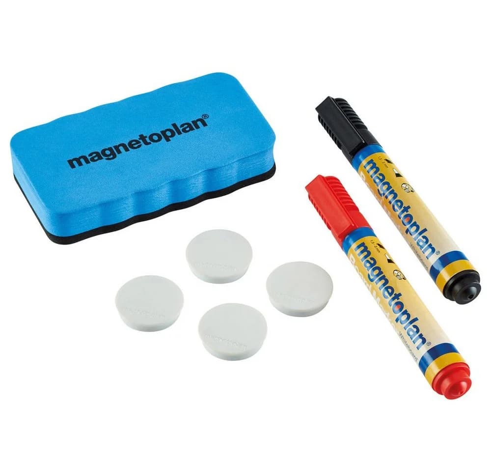 magnetoplan Whiteboard Starter-Kit 37102 mit Marker, Löscher & Magneten