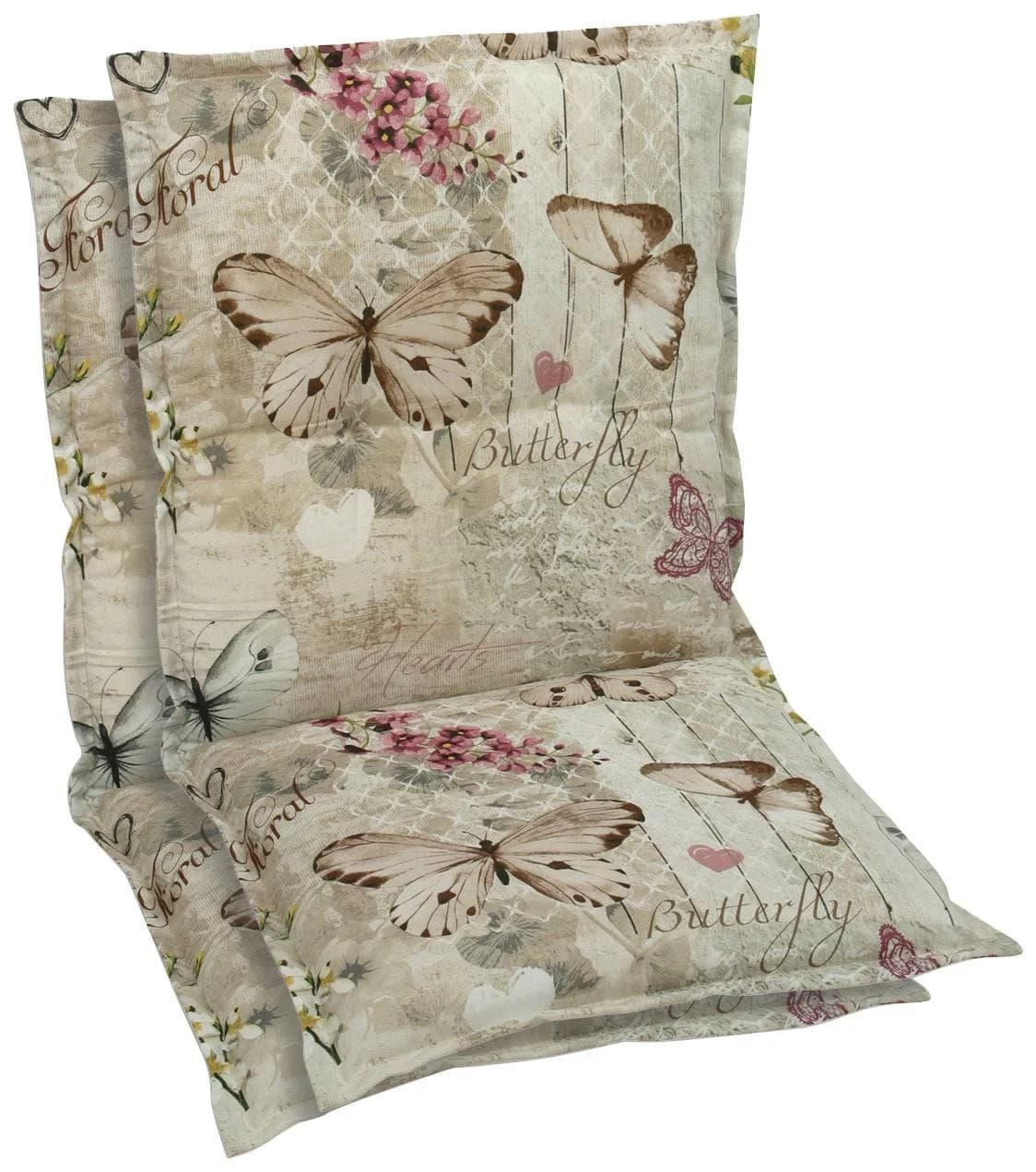 GO-DE Sesselauflage Rosa Braun Creme 2-teilig