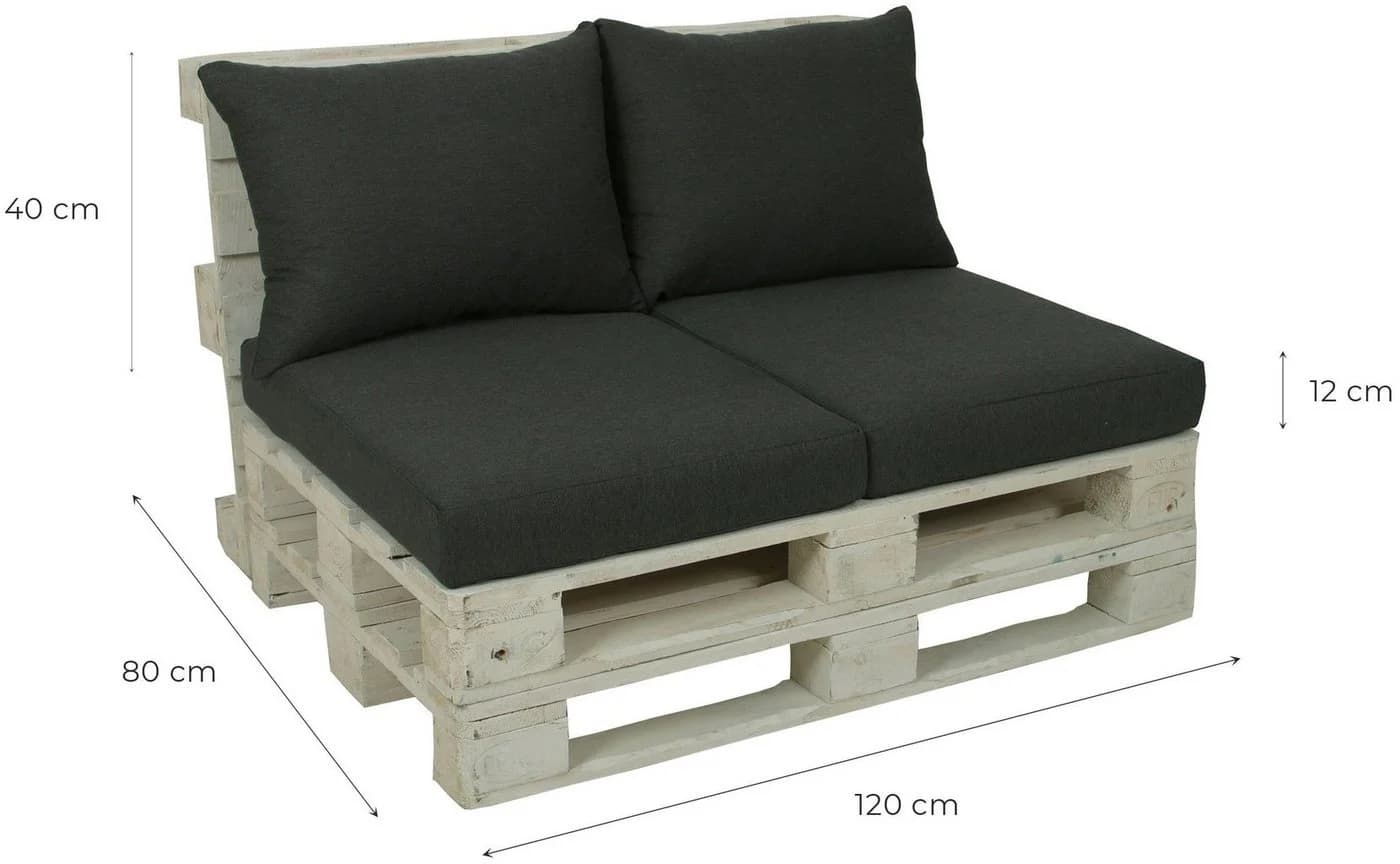 GO-DE Palettenkissen Set 60x80 cm Anthrazit 12 cm Polsterung - Bild 4