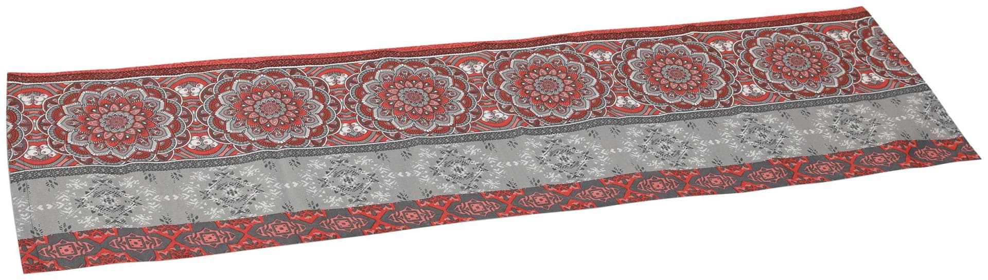 GO-DE Tischläufer Rot Grau Ethnomuster 40x140cm
