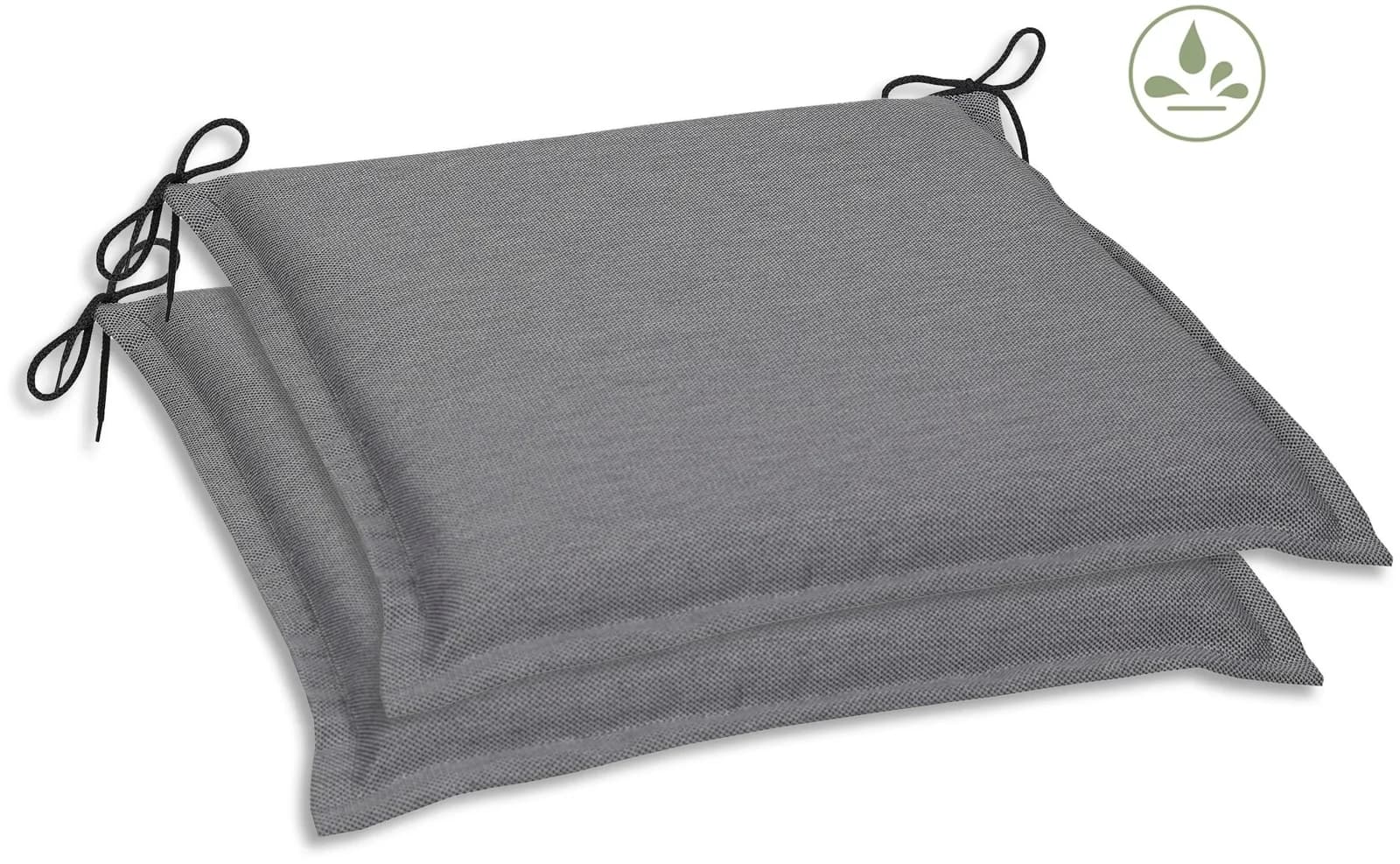 GO-DE Sitzkissen Set 2er Hellgrau Wasserabweisend Polyester