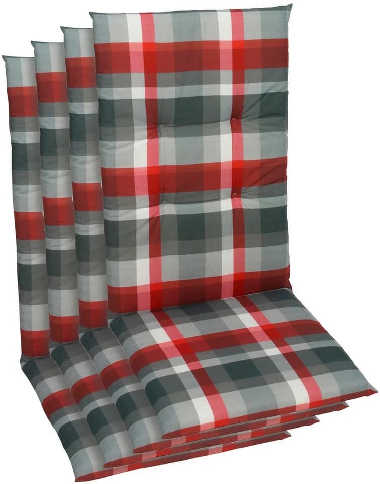 GO-DE Hochlehnerauflage 4-tlg. Rot Karo - Bild 2