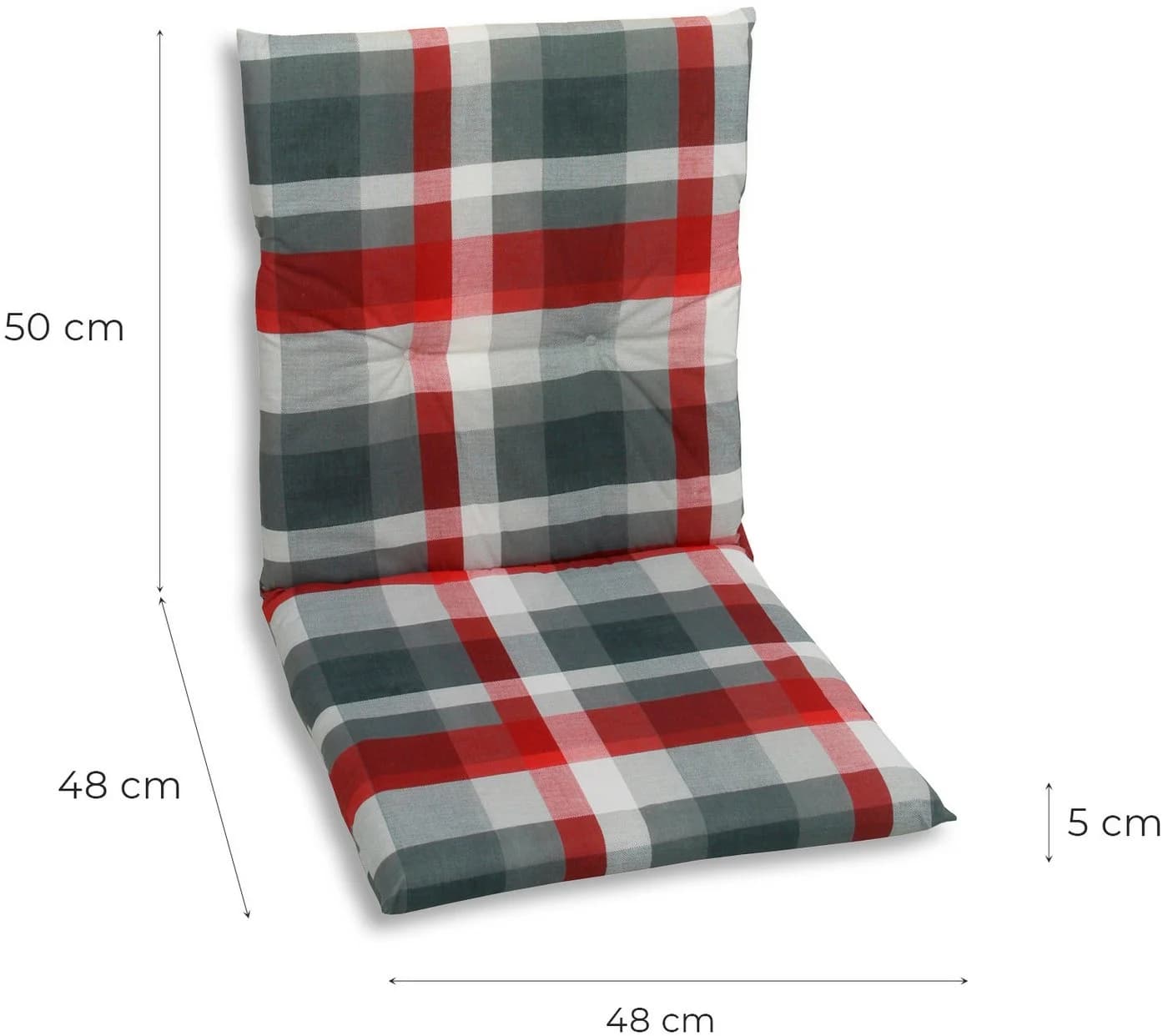 GO-DE Sitzauflage Set 4-tlg. Rot Karo Gartenstuhlauflage - Bild 4
