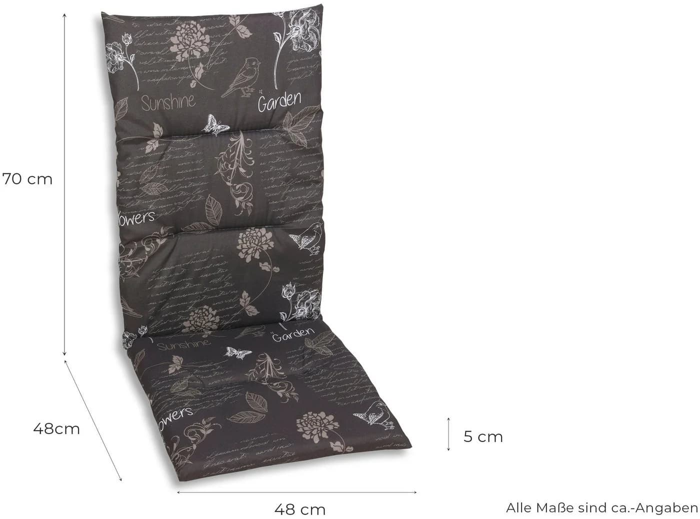 GO-DE Hochlehnerauflage Amalfi Grau Gartenstuhl Polsterauflage Set - Bild 5