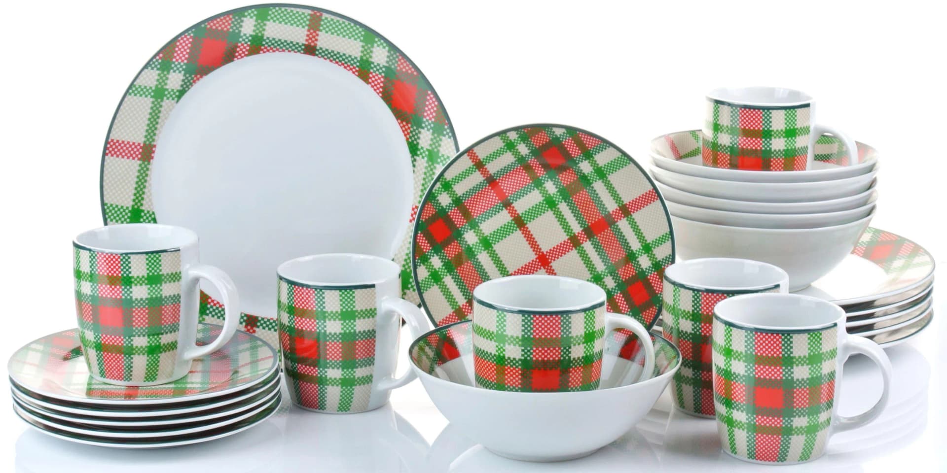 Kombiservice Retsch Arzberg Highland Green 24-tlg. Rot/Grün/Taupe/Weiß Porzellan