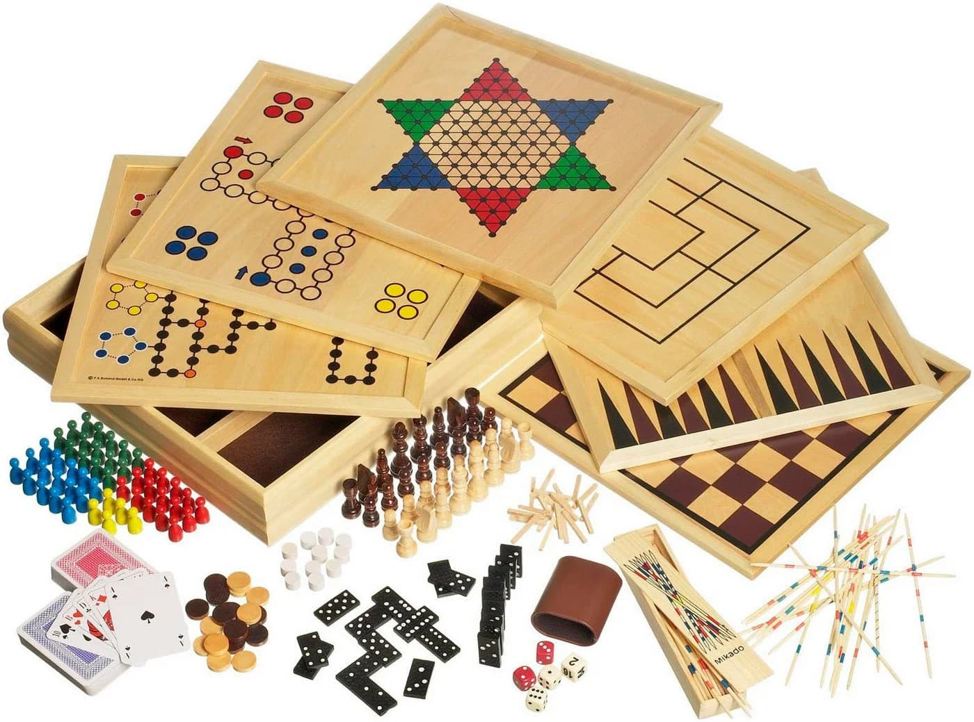 PHILOS Holz-Spielesammlung 100 Bunt Made in Germany