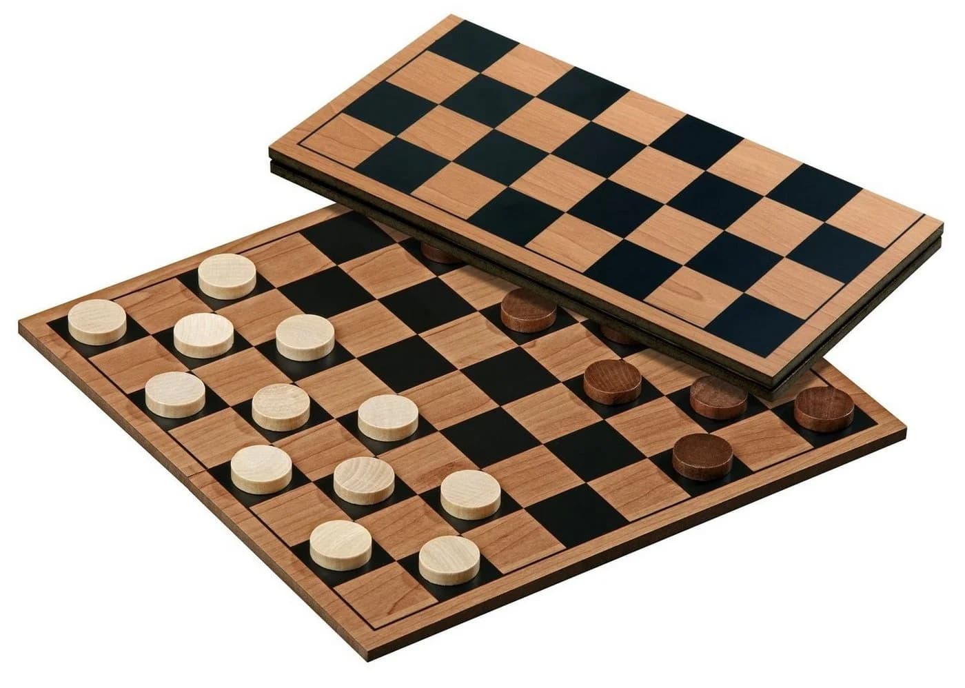 Philos Dame-Set Klappbares Holzspielbrett Braun