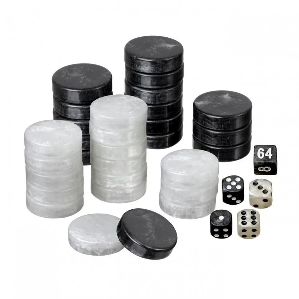 Philos Spielsteine Backgammon Kunststoff Schwarz Weiß