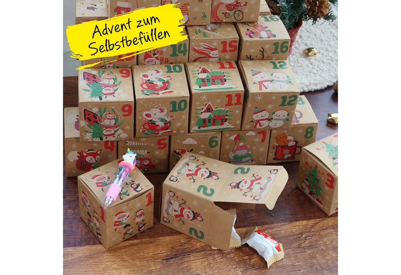 Online Pen DIY-Adventskalender mit 24 befüllbaren Geschenkboxen aus Kraftpapier - Bild 5