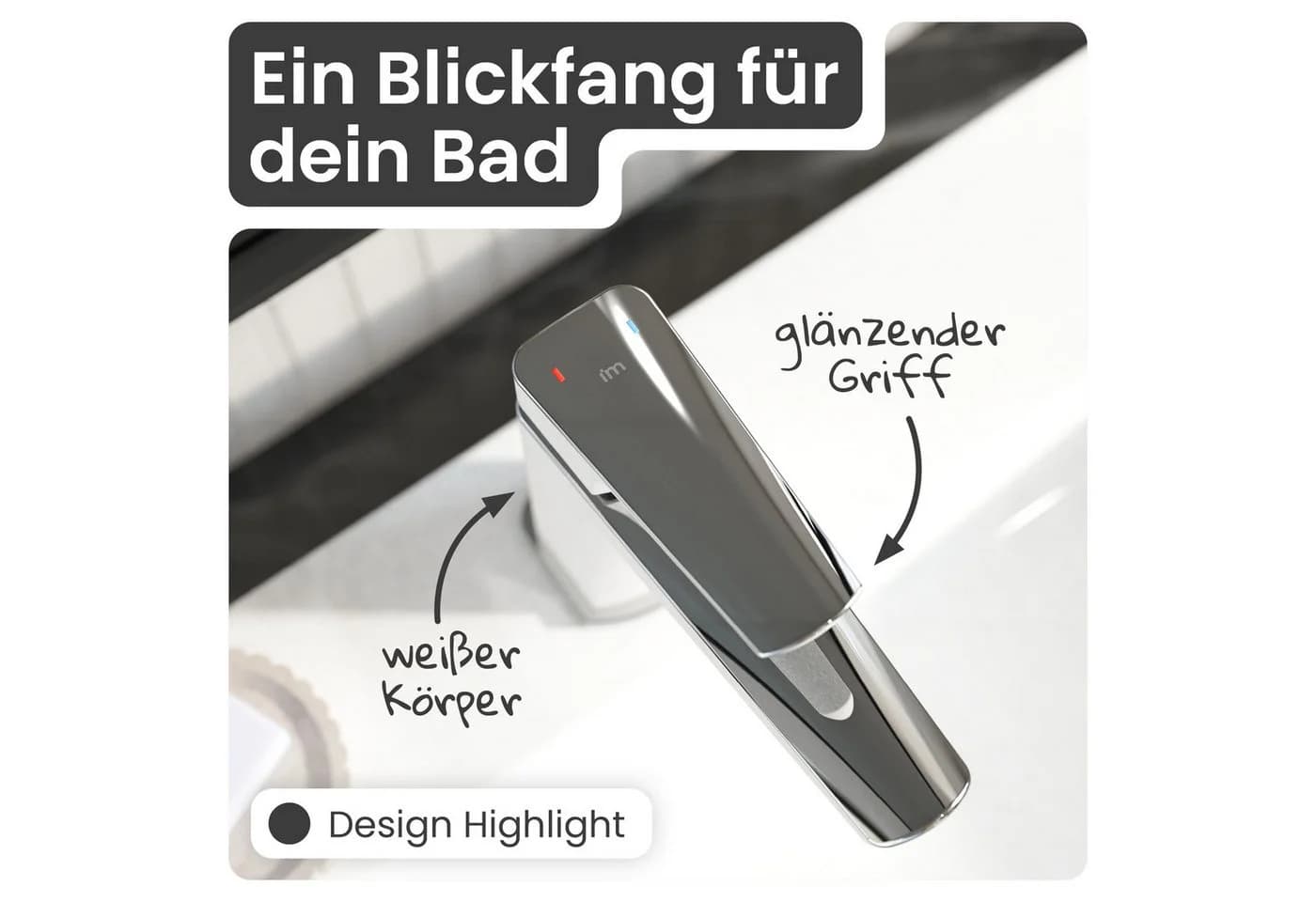instmaier Waschtischarmatur Amelie Weiß/Chrom für Bad - Bild 3