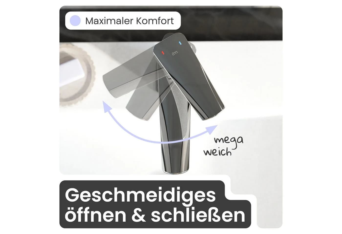 instmaier Waschtischarmatur Amelie Weiß/Chrom für Bad - Bild 4