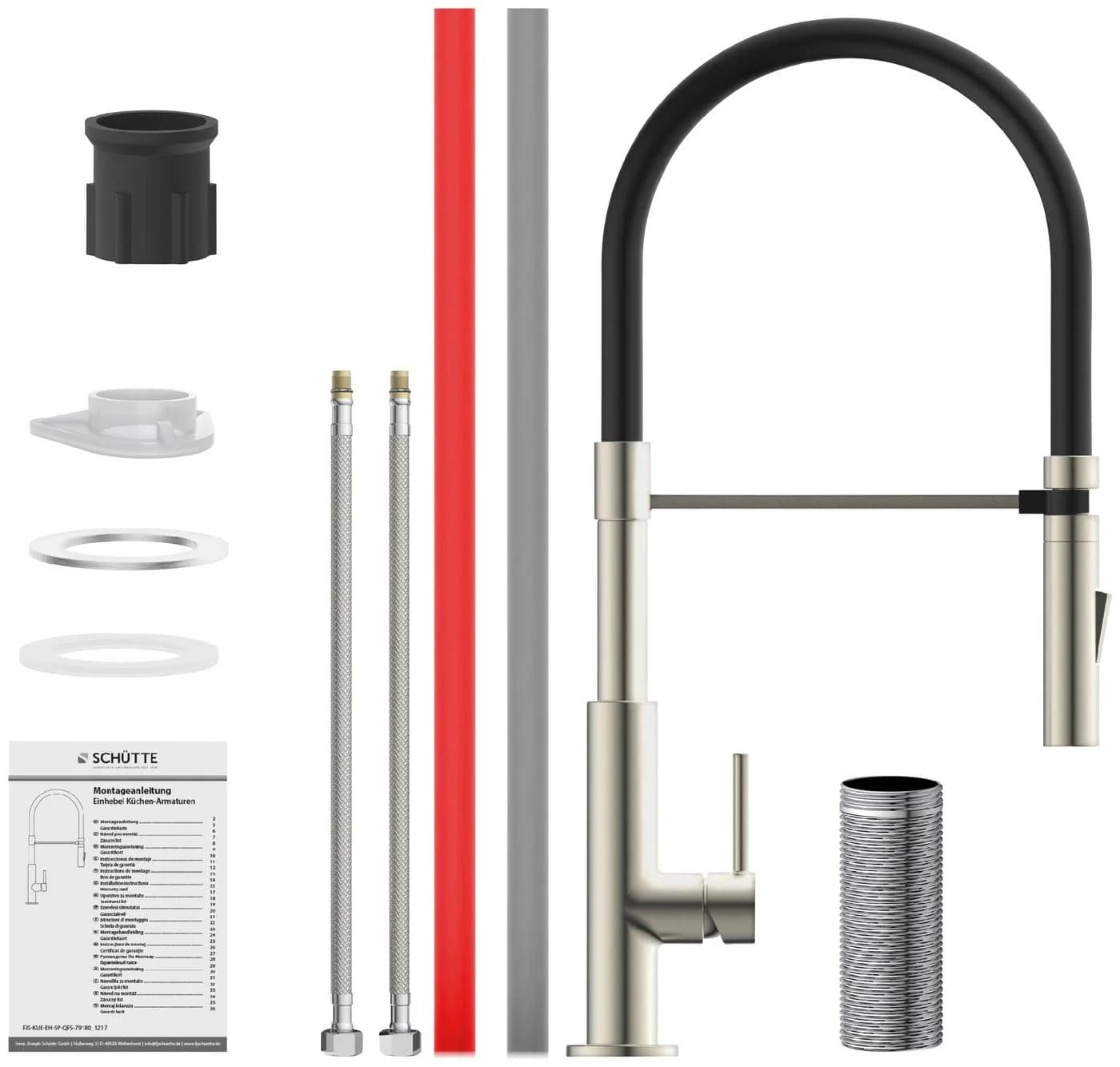 SCHÜTTE Spültischarmatur Design Ausziehbar 360° Silber/Schwarz