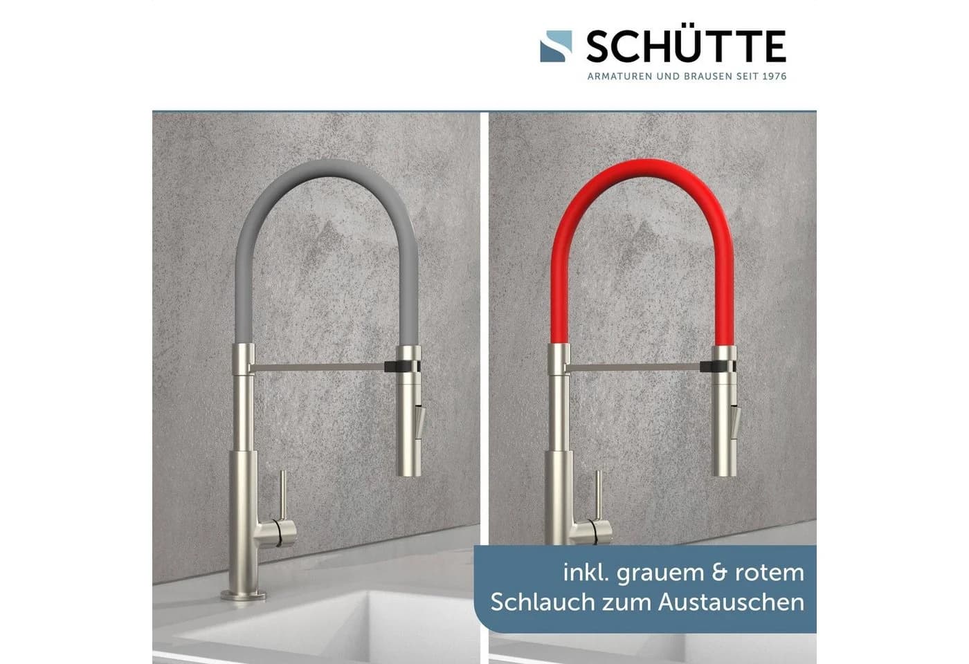 SCHÜTTE Spültischarmatur Design Ausziehbar 360° Silber/Schwarz - Bild 4