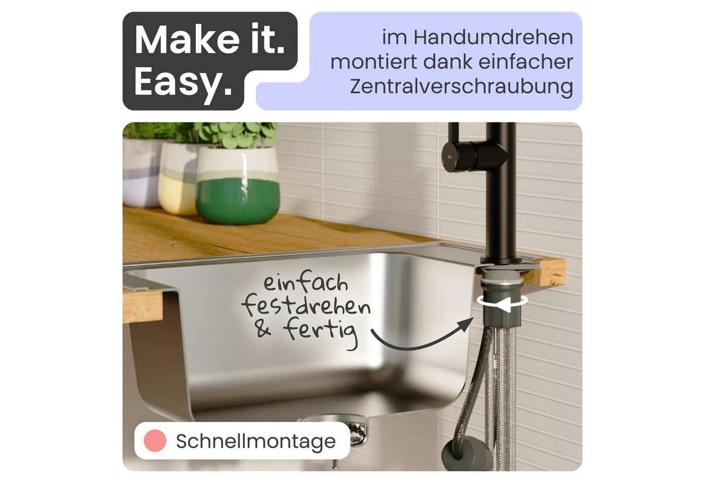 instmaier Cassia Spültischarmatur Ausziehbar Schwarz Matt - Bild 5