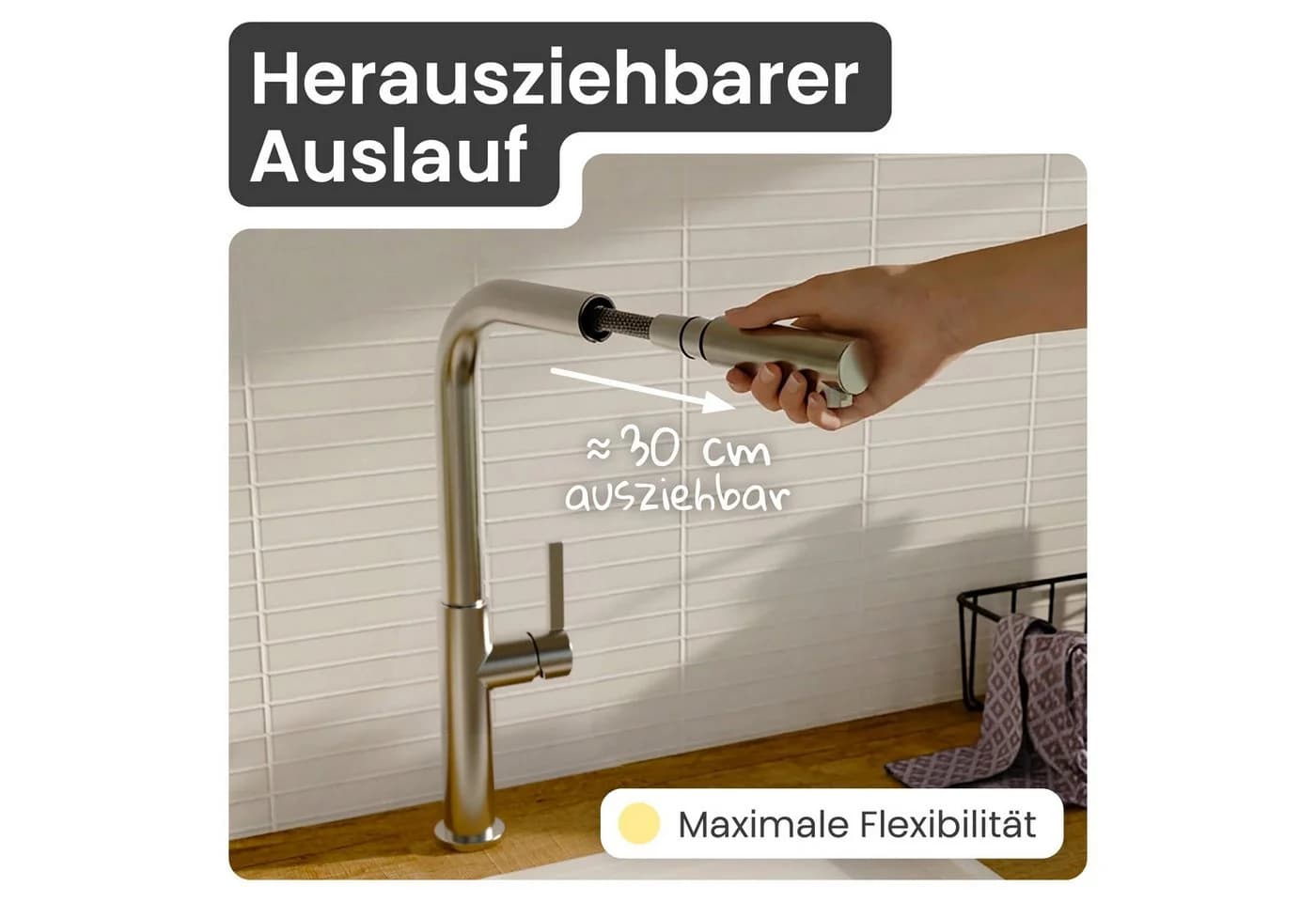 instmaier Cassia Spültischarmatur Ausziehbar Edelstahl - Bild 3