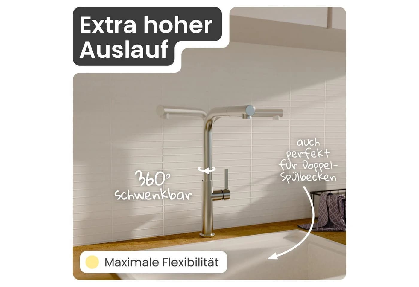 instmaier Cassia Spültischarmatur Ausziehbar Edelstahl - Bild 4