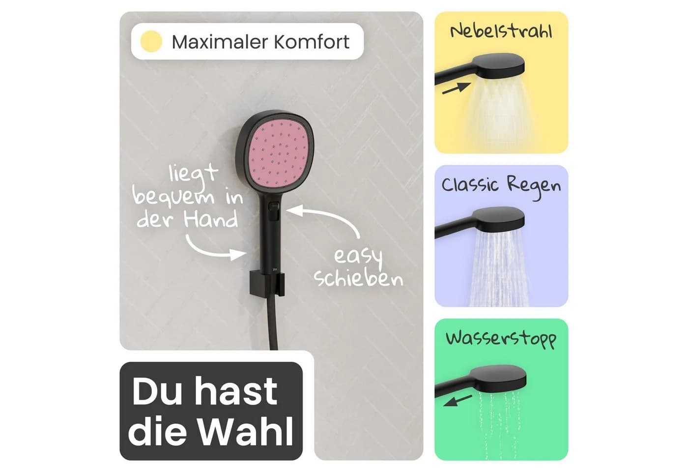 instmaier Handbrause Cleo Schwarz Nebelfunktion Wasserstopp - Bild 4