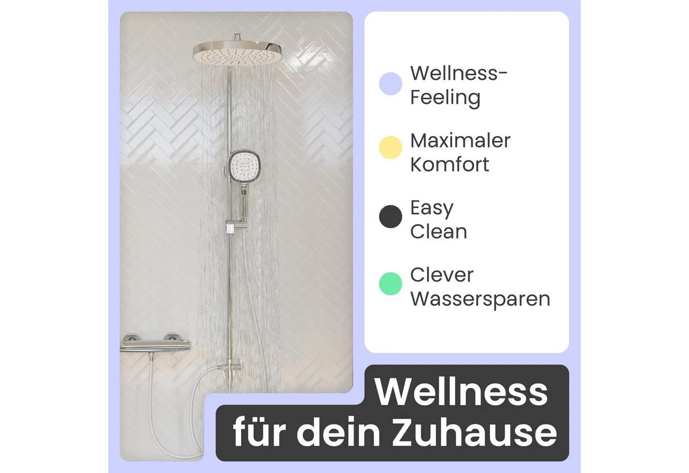 instmaier Duschsystem Cleo Chrom 3 Strahlarten Regendusche Handbrause