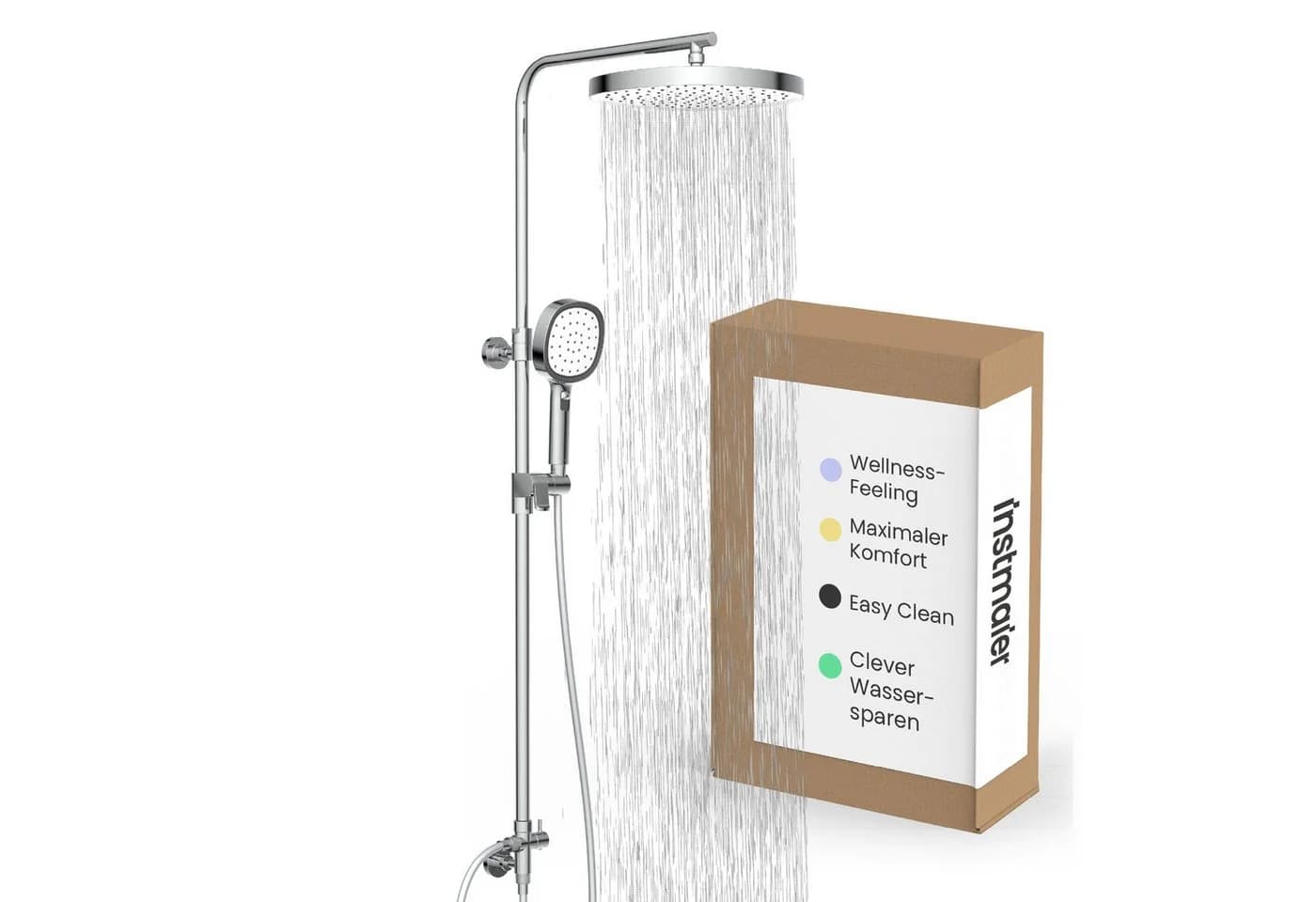 instmaier Duschsystem Cleo Chrom 3 Strahlarten Regendusche Handbrause - Bild 2