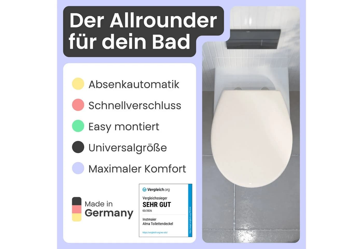 instmaier WC-Sitz Alma Made in Germany Bakterienabweisend Duroplast 250kg