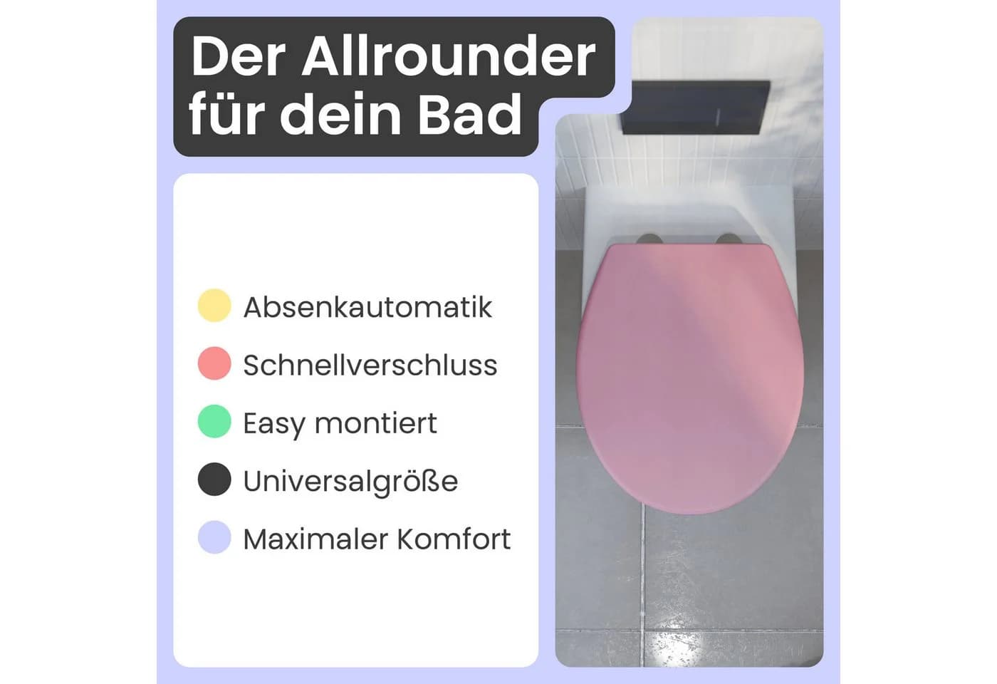 instmaier WC-Sitz Helma Rosa Toilettendeckel Absenkautomatik