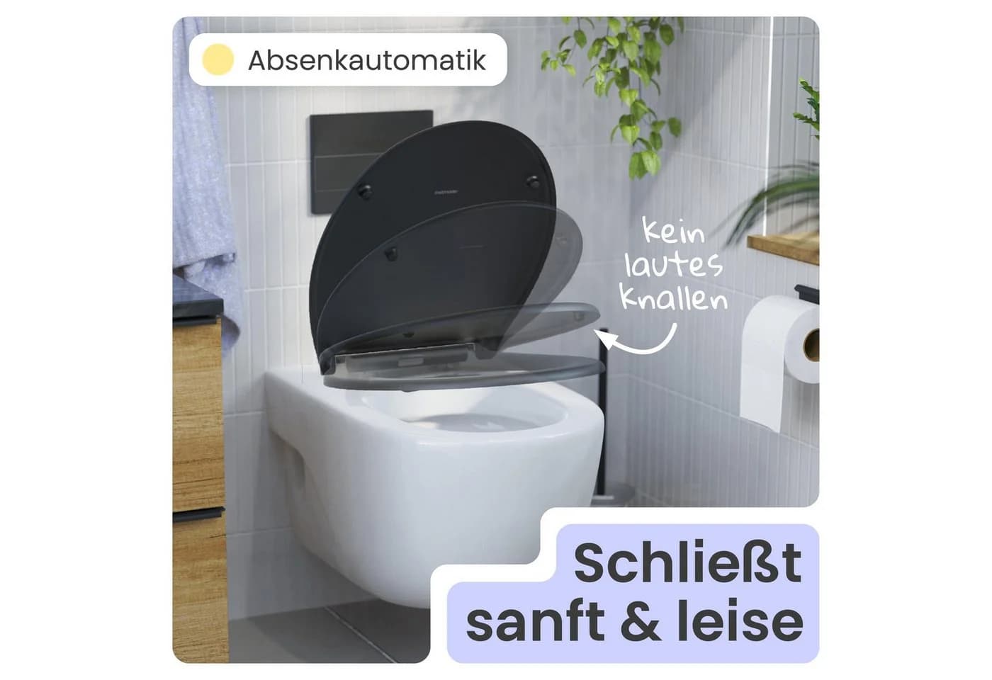 instmaier Helma WC-Sitz Schwarz mit Absenkautomatik Duroplast - Bild 3