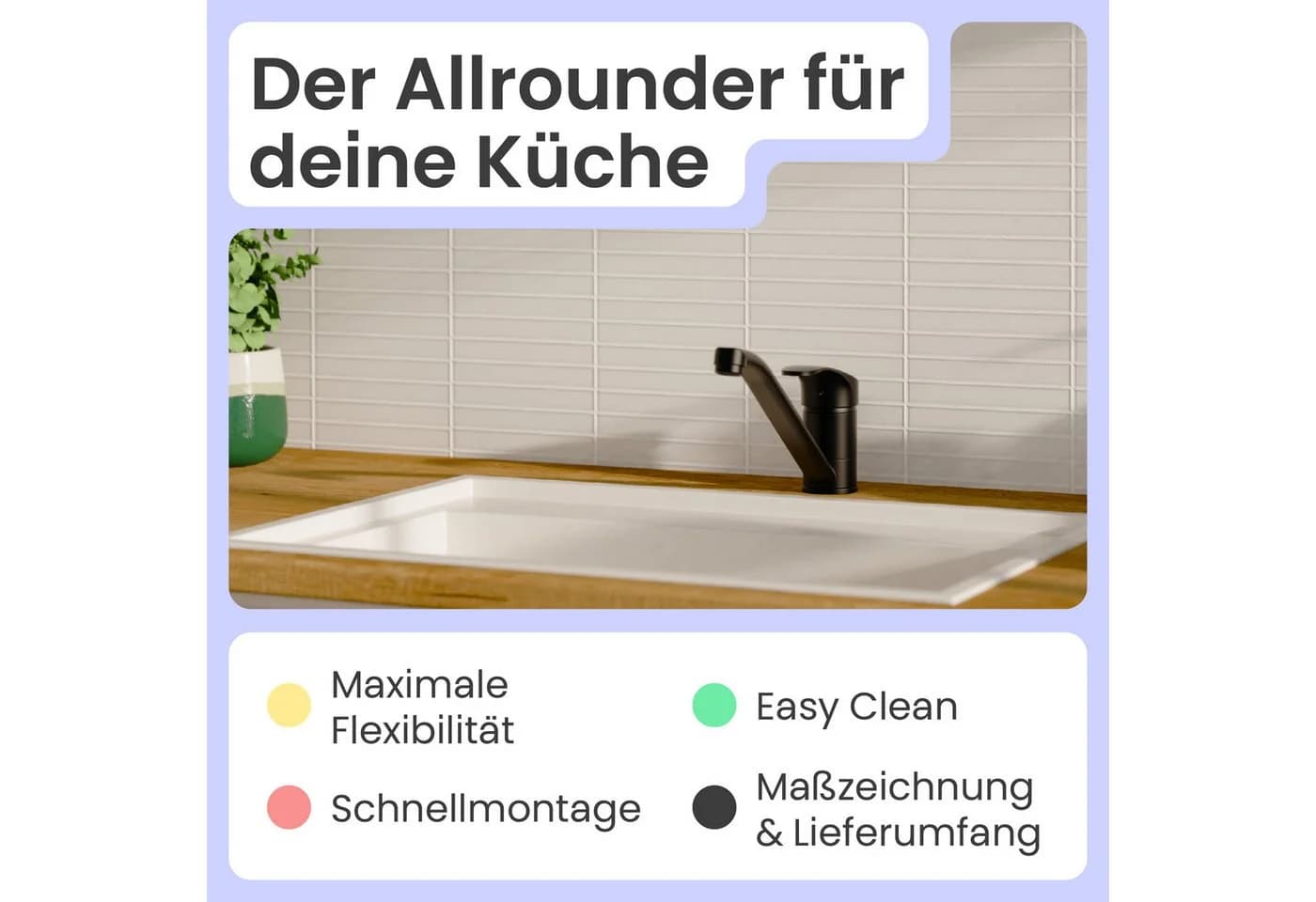 instmaier Spültischarmatur Vera Schwarz Matt Hochdruck 360° schwenkbar