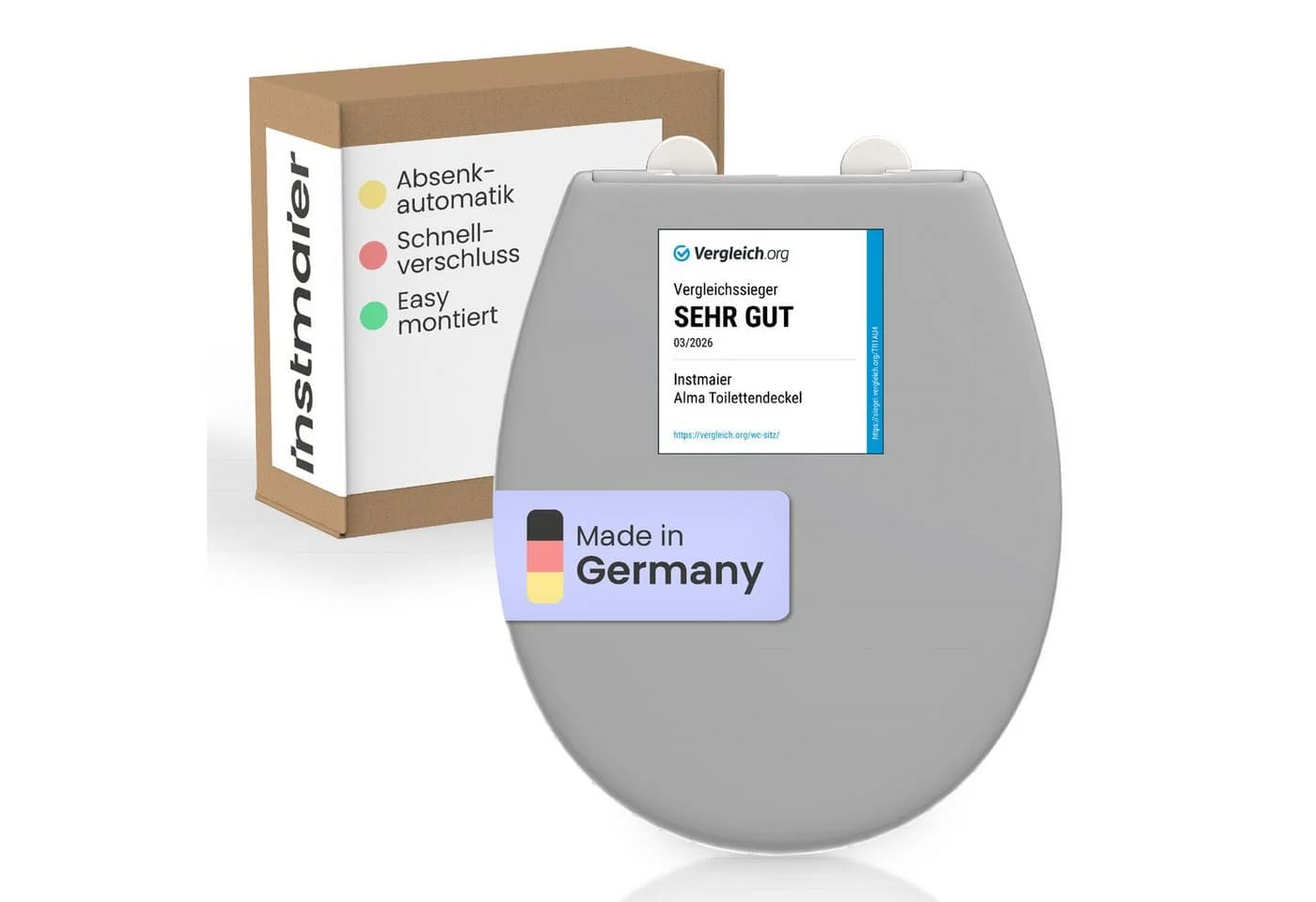 instmaier WC-Sitz Alma Made in Germany Bakterienabweisend Duroplast 250kg Manhattan-Grau Absenkautomatik - Bild 2