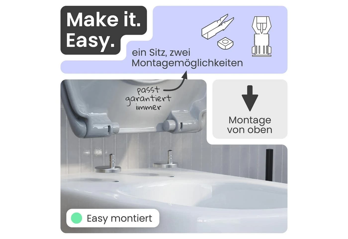 instmaier WC-Sitz Alma Made in Germany Bakterienabweisend Duroplast 250kg Manhattan-Grau Absenkautomatik - Bild 5