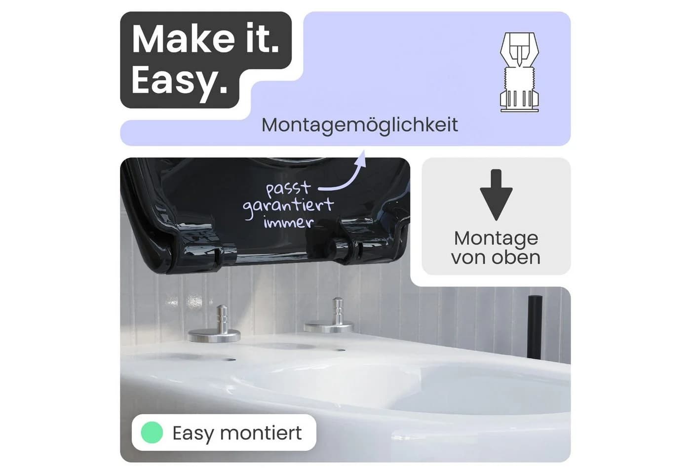 instmaier WC-Sitz Alma Bakterienabweisend Schwarz Absenkautomatik - Bild 5