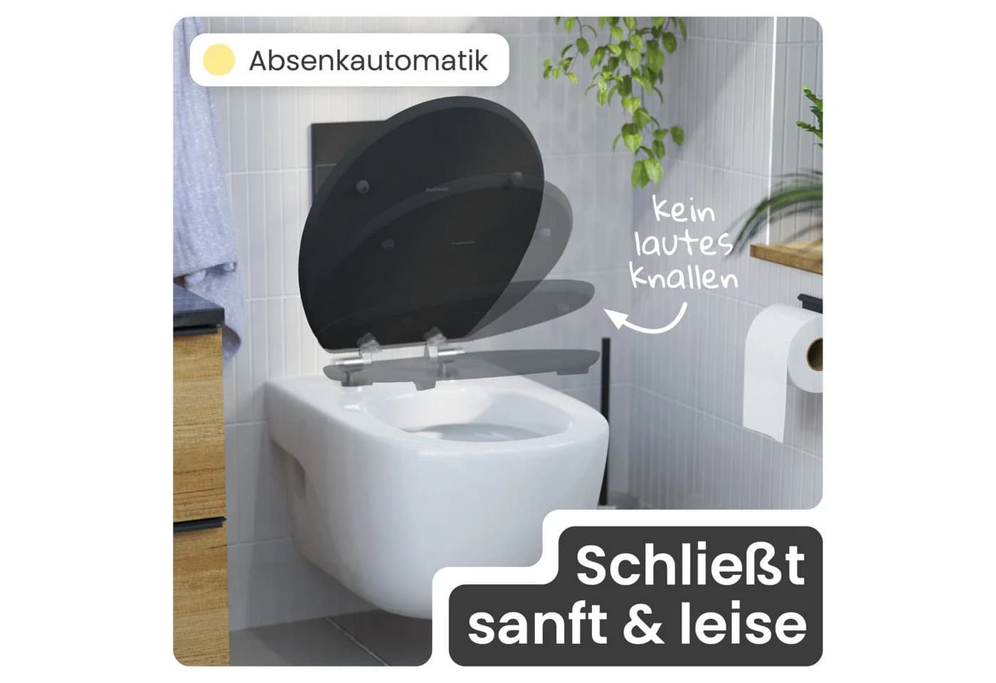 instmaier WC-Sitz Gaia Holz Schwarz Matt mit Absenkautomatik - Bild 3
