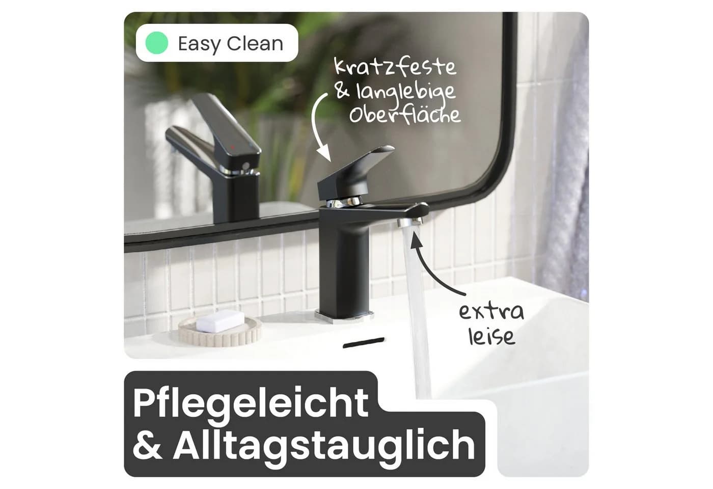 instmaier Waschtischarmatur Amelie Schwarz/Chrom mit Keramikkartusche - Bild 5