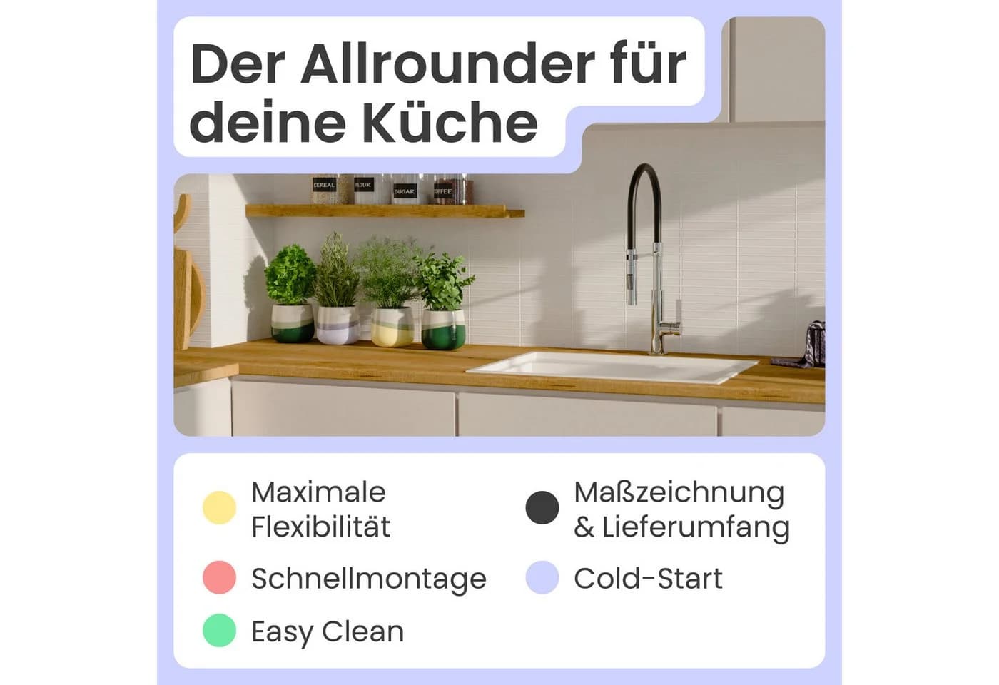 instmaier Küchenarmatur Nova, Spültischarmatur mit hohem Auslauf, flexible Handbrause 2 Strahlarten
