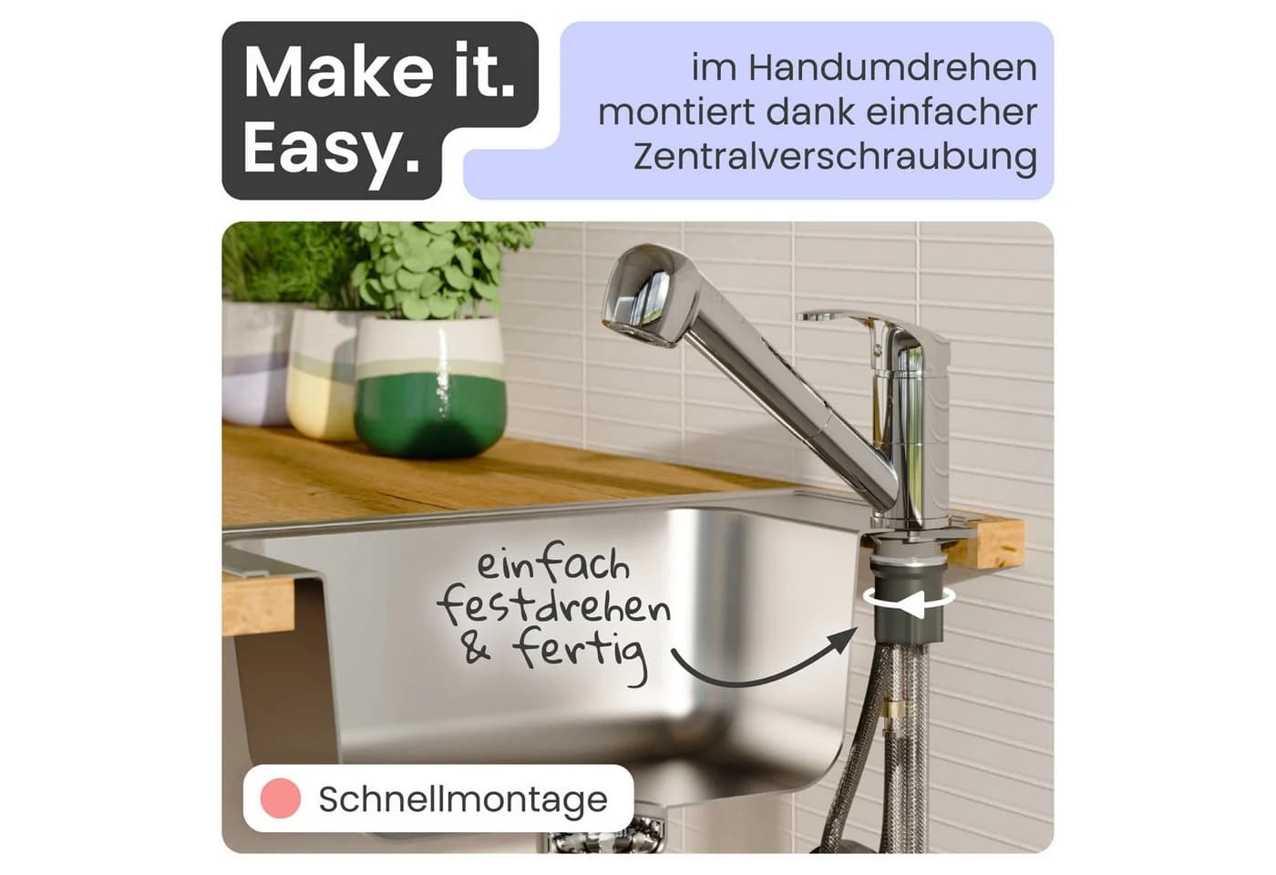 instmaier Elena Spültischarmatur mit ausziehbarer Brause und 2 Strahlarten - Bild 5