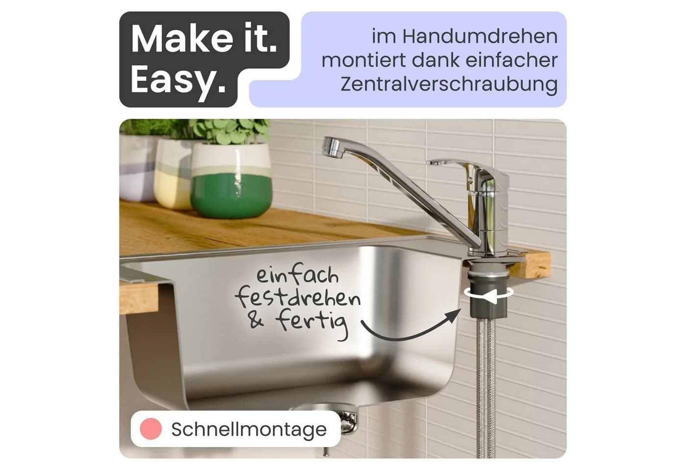 instmaier Spültischarmatur Vera Chrom 360° schwenkbar Hochdruckarmatur - Bild 4