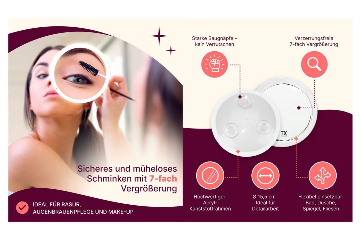 Fantasia Beauty Badspiegel 7-fach Vergrößerung 19 cm - Bild 3