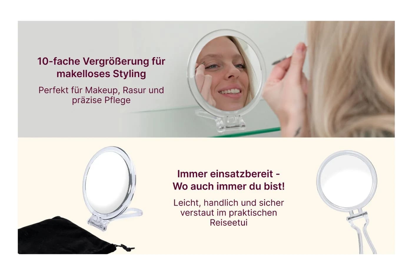 Fantasia Beauty Kosmetikspiegel Acryl 10-fach Vergrößerung 16 cm - Bild 5