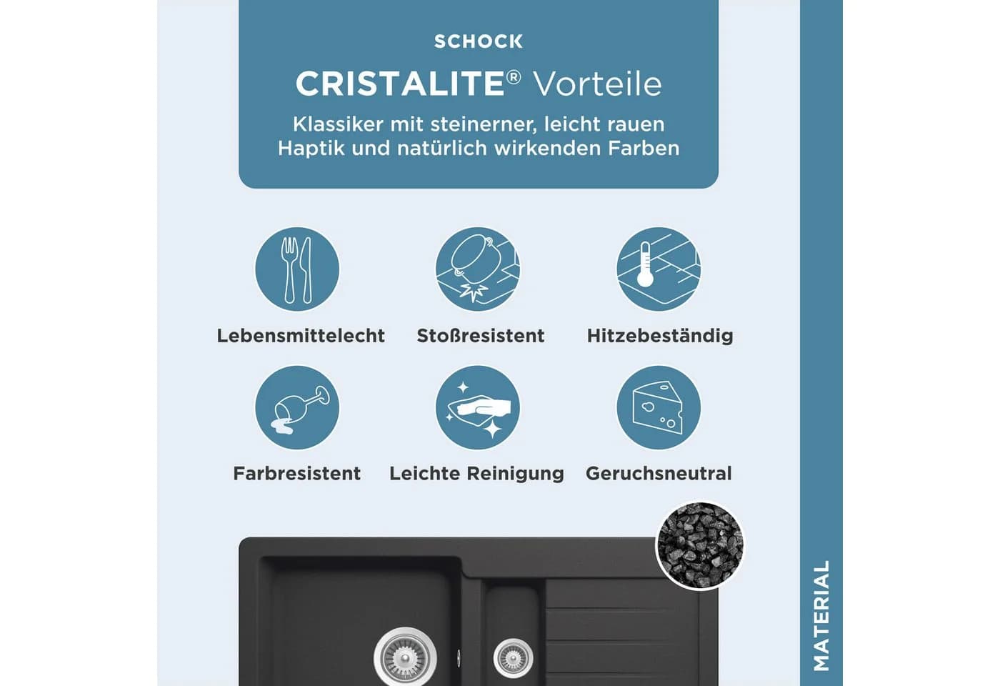 Schock Granitspüle Typos DS Grau mit Restebecken - Bild 3