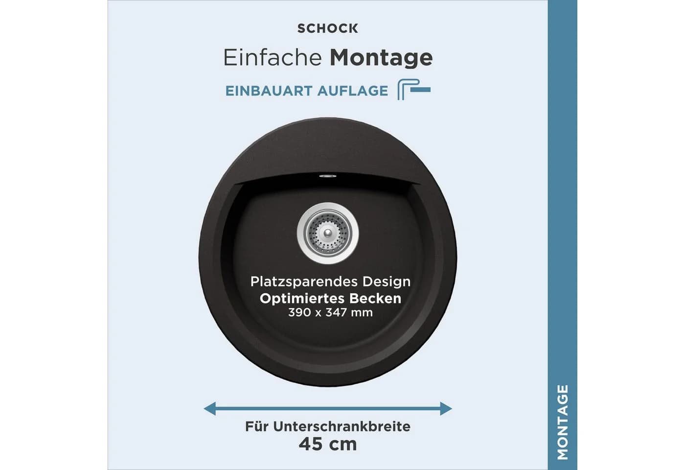 Schock Granitspüle Lucca R Schwarz Domogranit Überbau - Bild 5