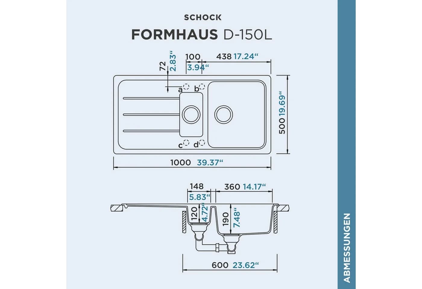 Schock Granitspüle Formhaus Schwarz mit Restebecken - Bild 3
