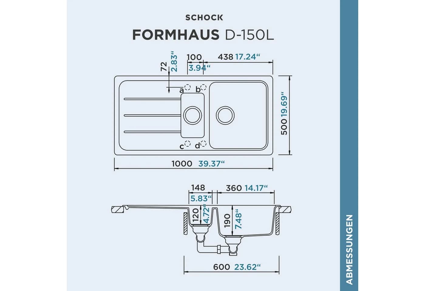 Schock Granitspüle Formhaus Grau mit Restebecken - Bild 3