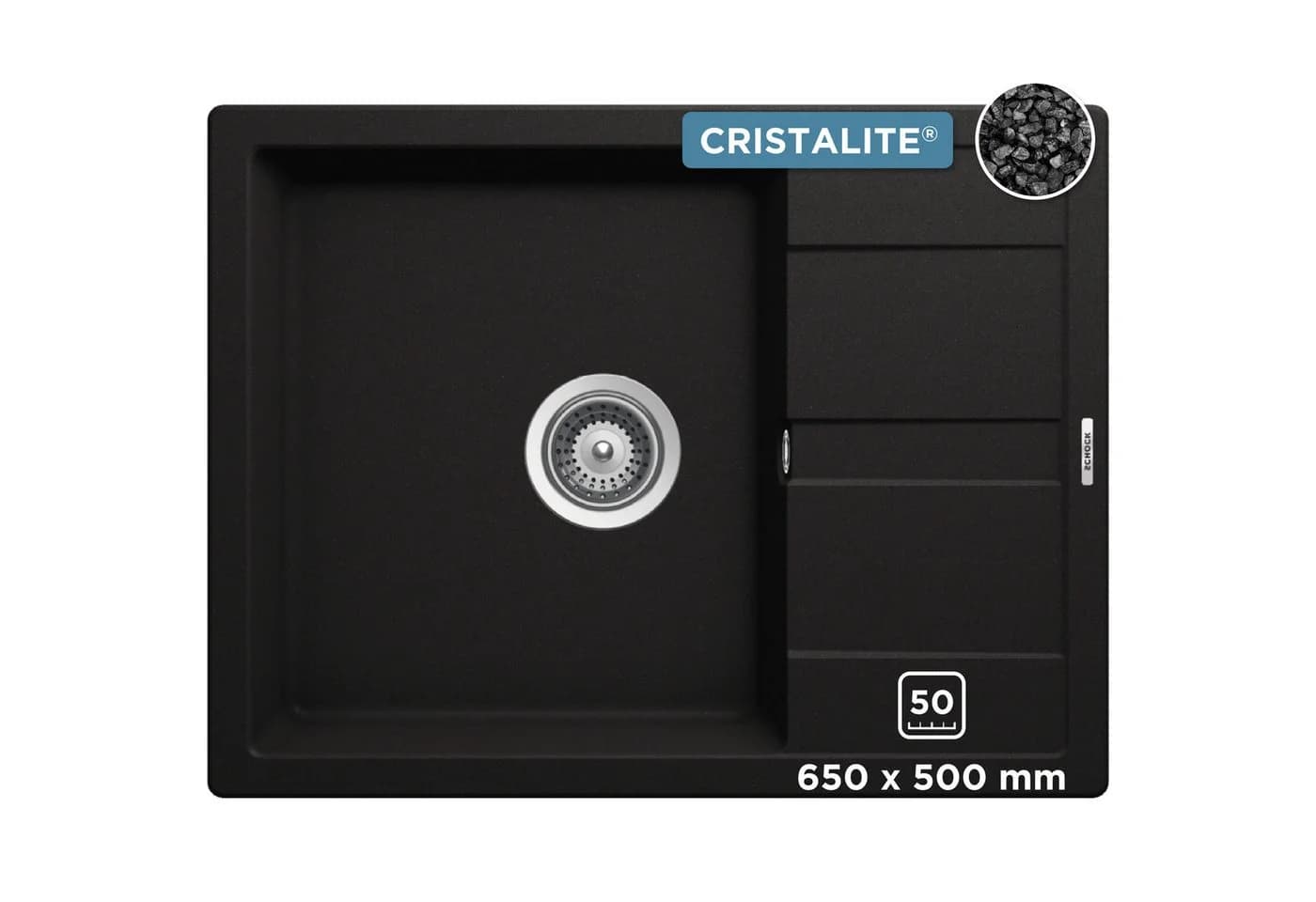 Schock Granitspüle Lucca Plus Schwarz Rechteckig Überbau - Bild 2