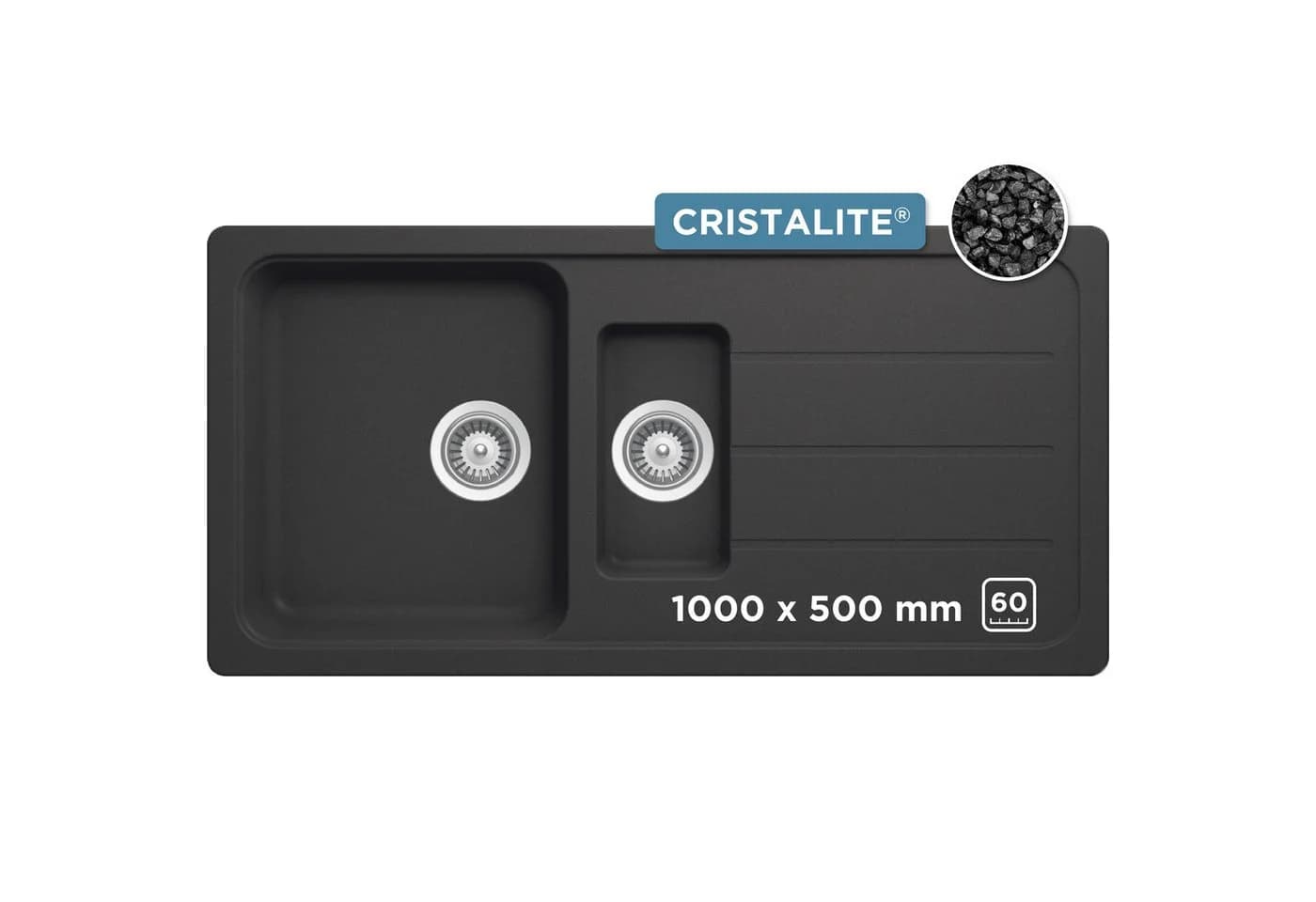 Schock Granitspüle COMO D-150L Schwarz Eckig - Bild 2